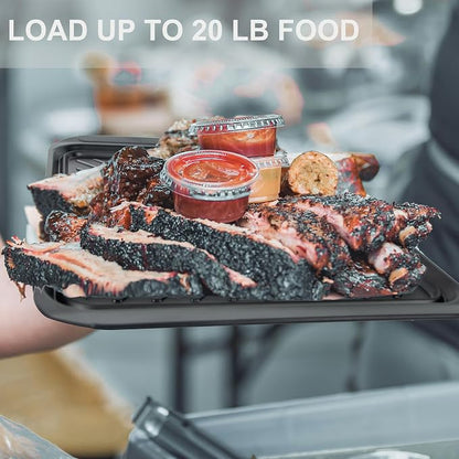 ECOIOU Grilling Prep and Serving Tray with Lid, BBQ Deep Tray for Marinating Raw and Cooked Food, Melamine Serving Trays for Food, Black and Red