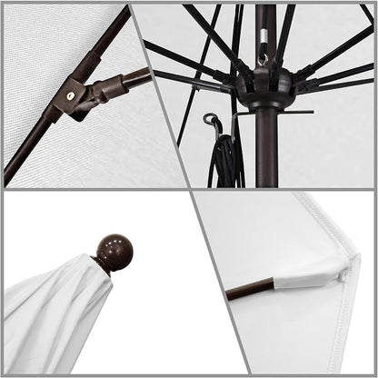 California Umbrella 11' Round Aluminum/Fiberglass Umbrella, Pulley Lift, Bronze Pole, Sunbrella Natural Fabric