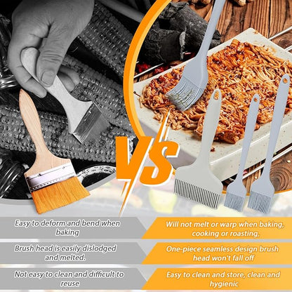 LELE LIFE 3 Sizes Silicone Basting Brush, Extra Large Heat Resistant Pastry Brush Spread Oil Butter Sauce Marinade for BBQ Grilling Baking Kitchen Food Cooking (Grey)