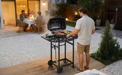 Outdoor Gas Grill with 6 Burners & Side Burner 59000 BTU Stainless Steel BBQ Grill Enamel-Coated Grates Side Tables for Backyard Patio Cooking Charcoal Grills & Smokers,A1