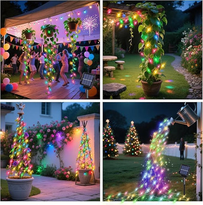 VOOKRY 4 Pack 10 Strands 200 LEDs Solar Fairy Lights Outdoor Waterproof, Solar Powered String Lights 8 Modes DIY Watering Can Lights for Party Wedding Patio Yard Garden Tree Decorations(Multicolor)