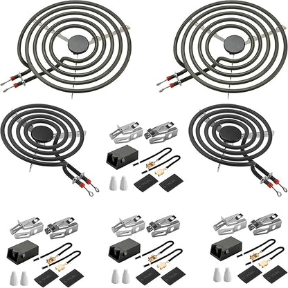 MP22YA Electric Range Burner Element Unit Set with 330031 Range Burner Receptacle Kit Fit for Ken-more Whirl-pool Frigi-daire May-tag Ranges/Stoves by Fetechmate