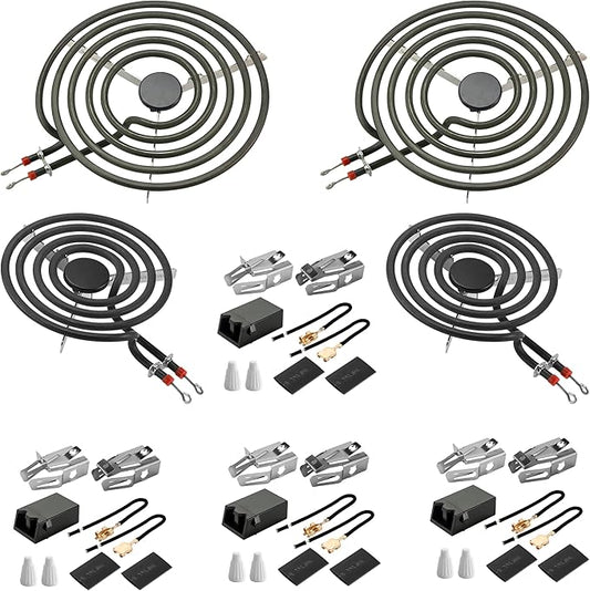 MP22YA Electric Range Burner Element Unit Set with 330031 Range Burner Receptacle Kit Fit for Ken-more Whirl-pool Frigi-daire May-tag Ranges/Stoves by Fetechmate