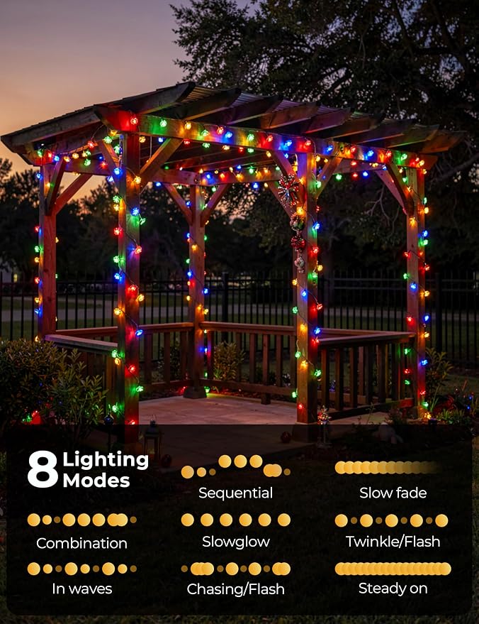Brightown 50 LED Flower Solar String Lights Outdoor Waterproof, Multicolor Solar Powered Fairy Lights with 8 Lighting Modes for Garden Fence Yard Patio Christmas Tree Party Wedding Decor