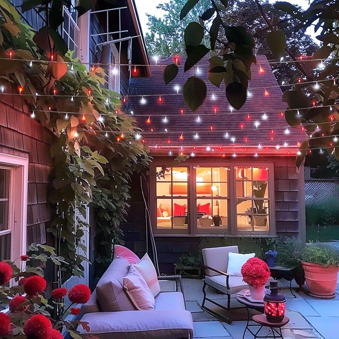 JMEXSUSS 400 LED Red and White Christmas Lights Outdoor with Remote | 132Ft Classroom Lights Indoor for Bedroom Plug in, 8 Modes Christmas Tree Light for Room Party Holiday Xmas Decorations