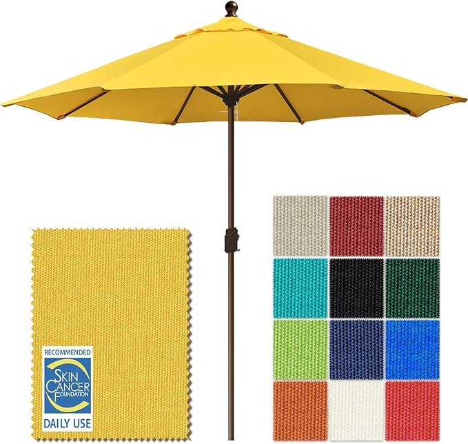 EliteShade USA 10-Year-Non-Fading 10Ft Market Patio Umbrella, UPF 50+ UV Protection Performance Sun Umbrella, Heavy Duty Commercial Grade Outdoor Table Umbrella with Crank, Windproof Vented Top for Garden, Pool, Deck and Outdoor Playsets, No Tilt, Sunf...