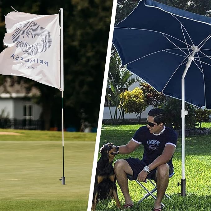 AMMSUN Adjustable Portable Umbrella Base, Upgraded Heavy Duty Metal Holder-Stand-Sand Grass Auger,for Flag, Umbrella, Fishing Rod, Outdoor Park Patio Beach Ground Ideal for Use in Soil, Grass