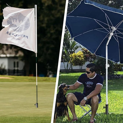 AMMSUN Adjustable Portable Umbrella Base, Upgraded Heavy Duty Metal Holder-Stand-Sand Grass Auger,for Flag, Umbrella, Fishing Rod, Outdoor Park Patio Beach Ground Ideal for Use in Soil, Grass