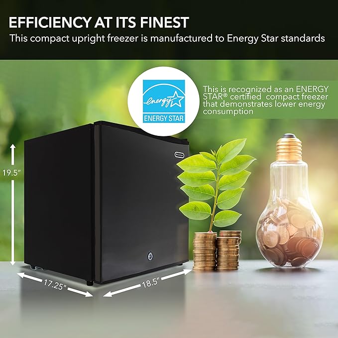 Whynter Upright Small Freezer Mini Freezer with Lock for Bedrooms, Dorms, Garages, Offices CUF-110B, Black Energy Star, 1.1 Cu Ft
