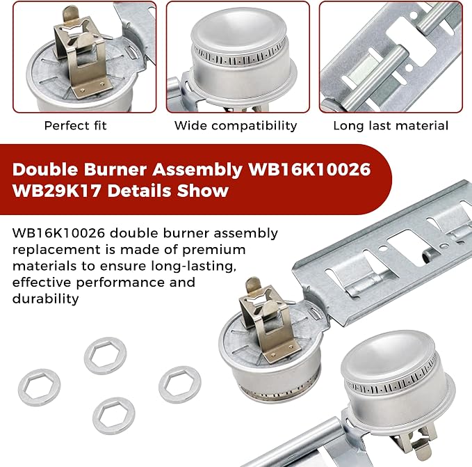 Double Burner Assembly WB16K10026 WB29K17 Double Stove Top Double Surface Burner Kit Replacement Compatible with General Electric Hot.point Gas Stove Range Assembly(2pack) by AMI PARTS | Double Stove Top, Double Surface Burner Kit Replacement, Compatib...