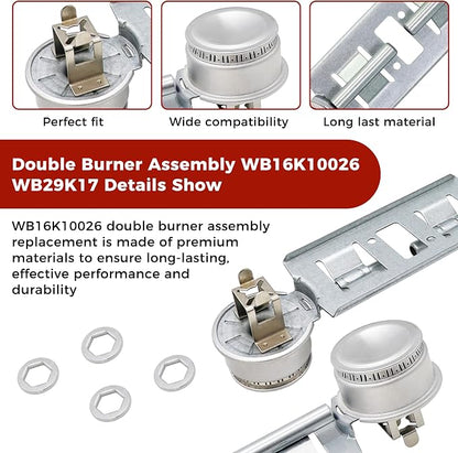 Double Burner Assembly WB16K10026 WB29K17 Double Stove Top Double Surface Burner Kit Replacement Compatible with General Electric Hot.point Gas Stove Range Assembly(2pack) by AMI PARTS | Double Stove Top, Double Surface Burner Kit Replacement, Compatib...