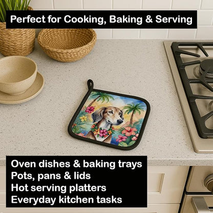 Caroline's Treasures Saluki Luau Pair of Pot Holders Kitchen Heat Resistant Pot Holders Sets Oven Hot Pads for Cooking Baking BBQ, 7 1/2 x 7 1/2