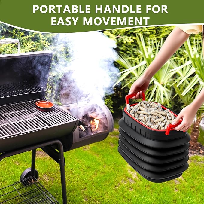 Geelin Wood Pellet Storage Containers with Scoop & Stickers Kit Smoker Pellet Storage Bin Black with Lids Grill Accessory