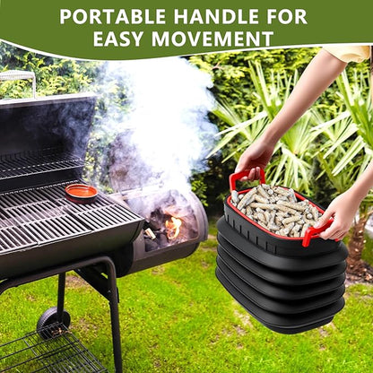 Geelin Wood Pellet Storage Containers with Scoop & Stickers Kit Smoker Pellet Storage Bin Black with Lids Grill Accessory