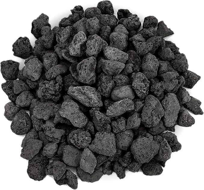 Onlyfire Black Lava Rock 10 Pounds Volcanic Lava Stones for Indoor Outdoor Fire Pits Fireplaces Gas Grill and Landscaping, 0.3-0.6 Inch