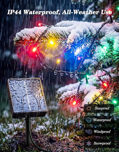 LitHome 2 Pack Solar String Lights Outdoor with Remote, Total 200LED 66FT | Solar Christmas Lights Waterproof, 8 Mode String Light for Xmas Patio Garden Party Yard Tree Decor, Warm White & Multicolor