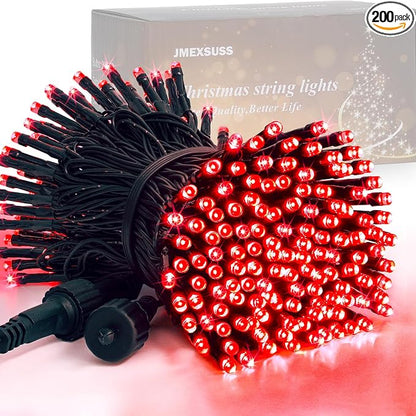 JMEXSUSS 200 LED Red String Lights Halloween, 66ft Red Christmas Lights | Plug in, Connectable, Indoor Outdoor Use, 8 Modes Halloween Lights for Tree Bedroom Garden Yard Porch Xmas Halloween Decor