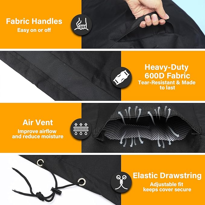 Grisun Grill Cover for Pit Boss 850 Pro Series 820 Deluxe - 820D 820FB 820SC 820XL 820PS1, Anti-Fade Waterproof Durable 600D Fabric Pellet Grill Cover with Drawstring and Fabric Handles, Black