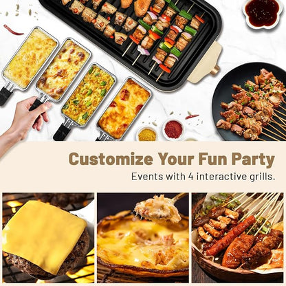 Pukomc Electric Indoor Grill,2 in 1 Indoor Grills for Kitchen | Grill Net & Non-Stick Cooking Removable Plate, Temperature Control, Dishwasher Safe, 1800W Large Smokeless