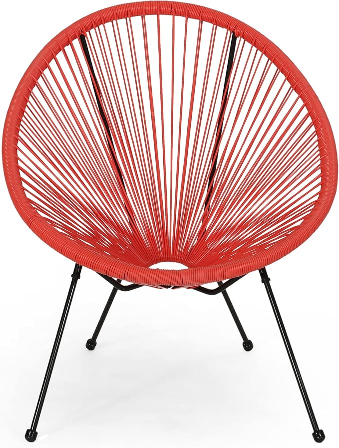 Christopher Knight Home Outdoor Hammock Weave Chair with Steel Frame (Set of 4) - Orange and Black
