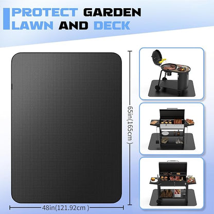65 x 48 Grill Mat for Outdoor Grill, 32 mil Fire Resistant BBQ Pad | 32 mil fiberglass under grill mat with silicone fire coating; helps protect decks and patios from grease, sparks & BBQ mess.