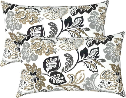 LVTXIII Outdoor Lumbar Pillow Covers Only Set of 2 Patio Decorative Pillow Cases, Water Repellent Lumbar Cushion Cases for Sofa, Patio Couch Garden Use, 12x20 Inch, Dailey Tan