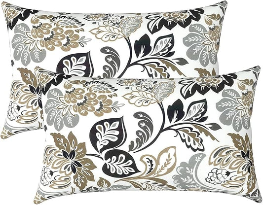 LVTXIII Outdoor Lumbar Pillow Covers Only Set of 2 Patio Decorative Pillow Cases, Water Repellent Lumbar Cushion Cases for Sofa, Patio Couch Garden Use, 12x20 Inch, Dailey Tan