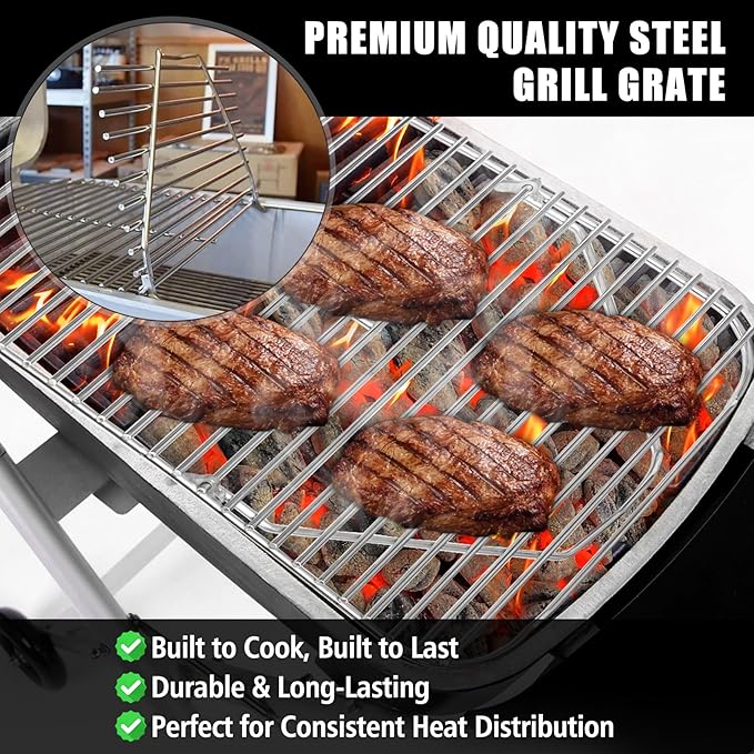 SafBbcue Stainless Steel Hinged Cooking Grid for PK Grill Smoker 300 Series Cooking Grate for PK Grills (1997-2020) BBQ Griddle with Lift Tab 304 Stainless Steel, Compatible with PK99011