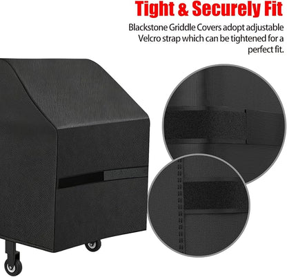 Griddle Cover, 36 Inch BBQ Gas Flat Top Grill Cover for Blackstone Grill, Waterproof, Anti-Uv, Rip-Proof, Fade Resistant Material, Outdoor Griddle Cover with Hook-and-Loop Straps, Heavy Duty Black