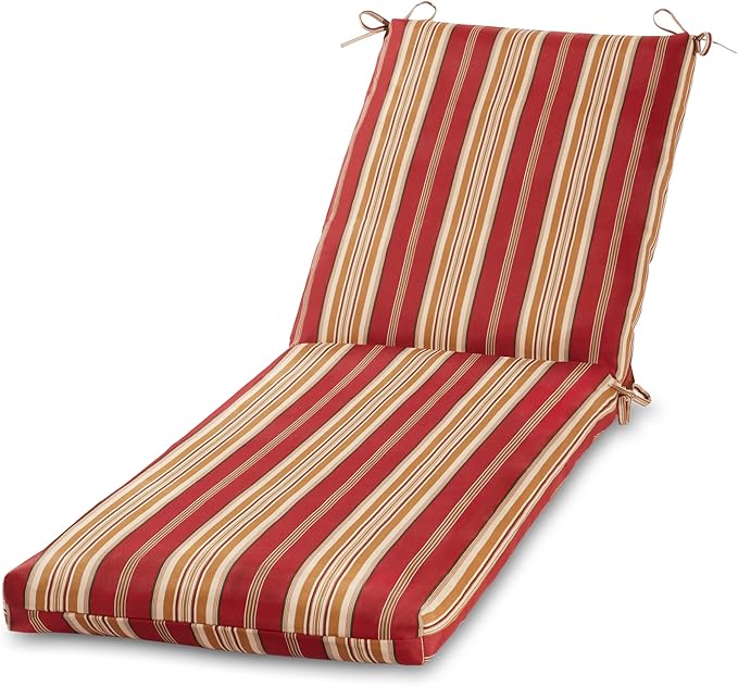 Outdoor Reversible Chaise Lounge Chair Cushion, Tuscan Stripe