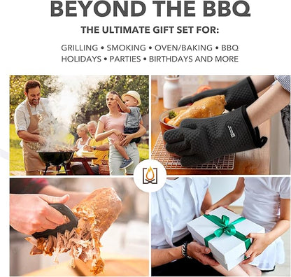Smoker Gloves and Meat Claws | Instant-Read Thermometer | No.1 Silicone Smoker Gloves & Pulled Pork Claws | Heavy-Duty Heatproof BBQ Mitts and Meat Shredders for Barbecue, Grilling, Smoking, Shredding