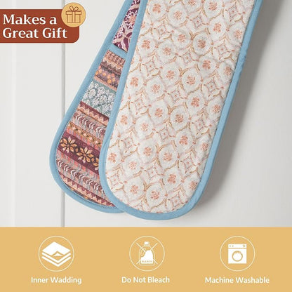 Maison d' Hermine Double Oven Mitts 100% Cotton Double Oven Glove (7"x35") | Heat Resistant BBQ Cooking Gloves with Loop Baking Kitchen Home Hotel Farmhouse Thanksgiving Christmas - Fair Isle