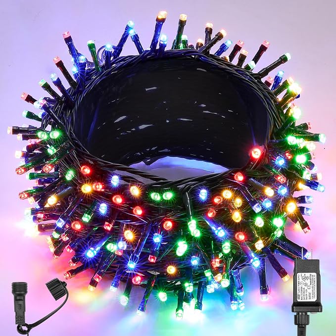 WBao Long Christmas Lights Indoor Outdoor 500LED 174ft, Super Bright LED Christmas String Lights with UL Certified, 8 Light Modes, Timer, Memory & Waterproof for Trees, Patio, Party Decor, Multicolor