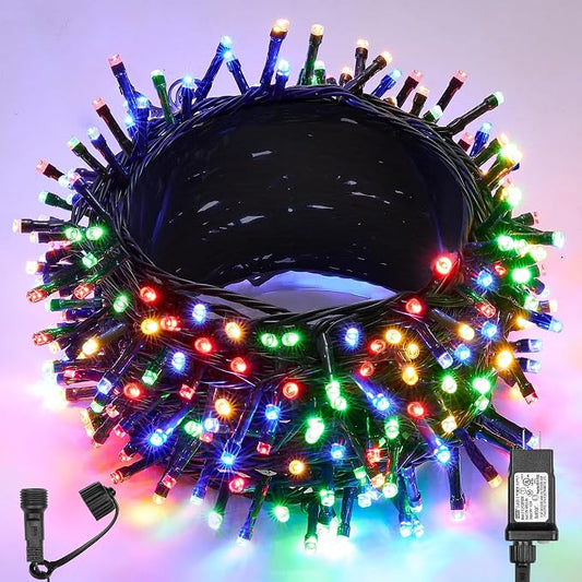 WBao Long Christmas Lights Indoor Outdoor 500LED 174ft, Super Bright LED Christmas String Lights with UL Certified, 8 Light Modes, Timer, Memory & Waterproof for Trees, Patio, Party Decor, Multicolor