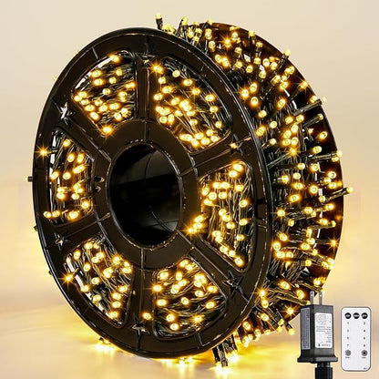 JMEXSUSS 800 LED Outdoor Christmas Lights, Warm White Christmas Tree Lights | 272ft, 8 Modes, Remote Control, Green Wire, Waterproof Led String Lights for Outside Indoor Xmas Party Tree Decor