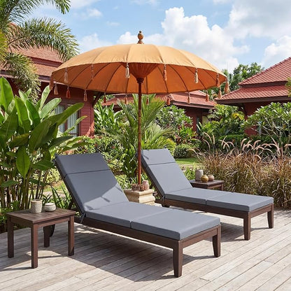 Patelai 2 Set Outdoor Chaise Lounge Cushions with Chair Covers, 70 x 21 x 3 Inch Waterproof Sun and Fade Resistant Thick Replacement Lounge Chair Cushions for Patio Poolside (Gray)