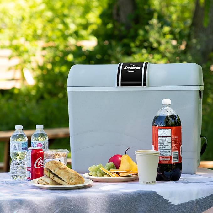 Koolatron 12V Iceless Cooler & Warmer – Portable 45 Qt Electric Cooler for Car, Truck, Camper, Boat, Hard Sided Mini Fridge for Camping, Picnic, Travel, Lunch, Food, Drinks, Bedroom, Office, Dorm
