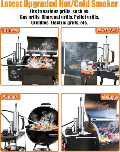 2026 Advanced Cold Smoke Generator, Tube for Pellet Smoker Upgrade, Smoker Attachment for Gas Grilling, Portable Cordless Electric, Hot or Cold Smoking: Fits Weber, Traeger, Pit Boss, East Oak ect...