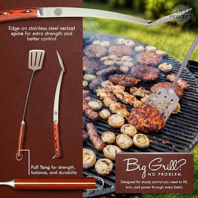 Grill Spatula 24-inch Super Long for Grilling Barbecue Griddle and Fire Pit Extra Strong Curved Neck Premium Hardwood Handle Large Stainless Steel Blade For BBQ Outdoor Kitchen and Grilled Food
