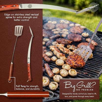 Grill Spatula 24-inch Super Long for Grilling Barbecue Griddle and Fire Pit Extra Strong Curved Neck Premium Hardwood Handle Large Stainless Steel Blade For BBQ Outdoor Kitchen and Grilled Food