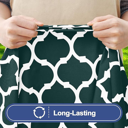 Smiry 2 Pack Rectangle Table Cloth 4 Foot, Waterproof Elastic Fitted Tablecloths, Windproof Washable Polyester Table Cover for Picnic, Camping, Outdoor (Hunter Green, 30"x48")