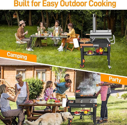 Grill Table with Cover For Blackstone Griddle 22 and 17 Inch, Foldable Blackstone Stand, Grill Carts, Suitable for Travel/Camping And Outdoor Meals
