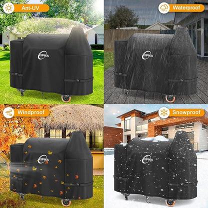 600D Pellet Grill Cover for Pit Boss Sportsman 1100 & 1600, and Mahogany 1000 Series, Waterproof BBQ Smoker Cover, UV Resistant, No Tear, No Fading