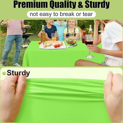 Smiry Disposable Table Cloth - 6 Pack, 54 x 108 Inch Waterproof Rectangle Tablecloths for Parties, Decorative Plastic Table Cover, Leakproof & Sturdy, Lime Green