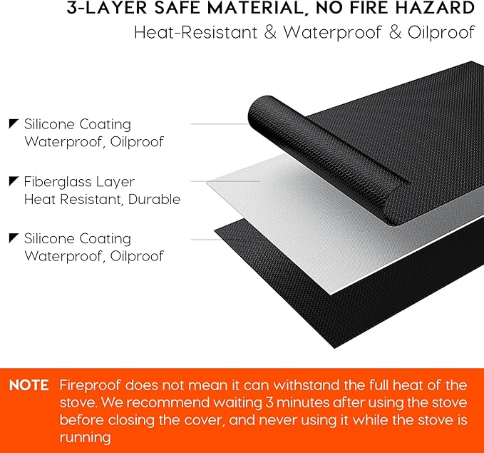 VIESEMBO Fireproof Stove Cover, 28.5×20 Inches Electric Stove Top Cover, Heat Resistant GlassTop Stove Cover Protector, Kitchen Flat Stove Top Covers for Electric Stove Black