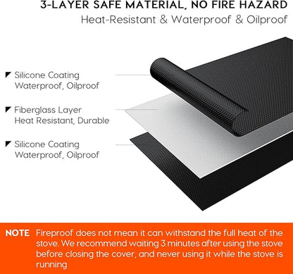VIESEMBO Fireproof Stove Cover, 28.5×20 Inches Electric Stove Top Cover, Heat Resistant GlassTop Stove Cover Protector, Kitchen Flat Stove Top Covers for Electric Stove Black