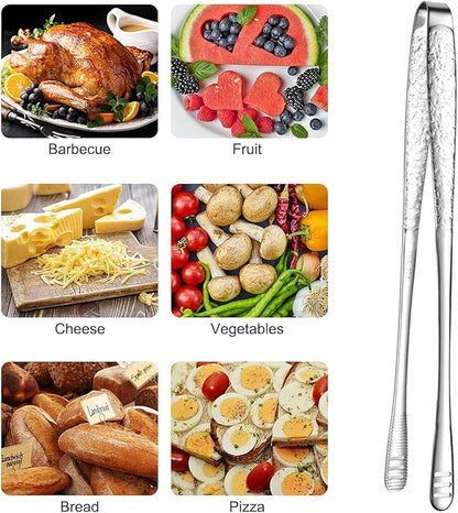 4 Pieces 11 Inches Korean BBQ Tongs Stainless Steel Grill Kitchen Food Tongs Tweezers Cooking Clamp Tool for Salad, Fish, Steak, Barbecue, Buffet, Meat