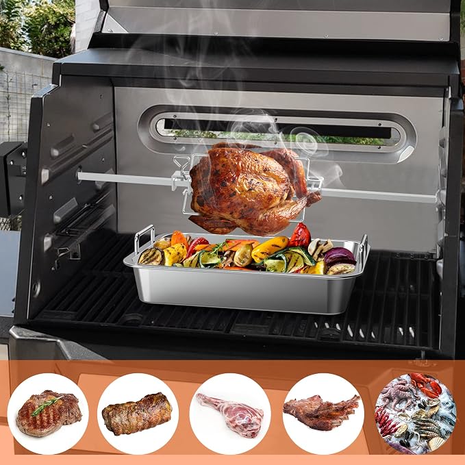 onlyfire Stainless Steel Rotisserie Kit BBQ Grilling Accessories | Fit for Masterbuilt Gravity 560 and 1050 Series Grills, NOT FOR Gravity 800