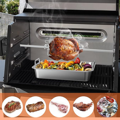 onlyfire Stainless Steel Rotisserie Kit BBQ Grilling Accessories | Fit for Masterbuilt Gravity 560 and 1050 Series Grills, NOT FOR Gravity 800