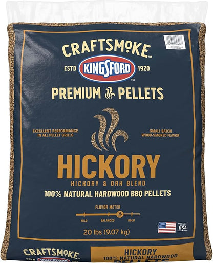 Kingsford Craftsmoke Premium Grilling Wood Pellets, Hickory BBQ Pellets for Grilling, 100% Natural Hardwood, 20 pounds